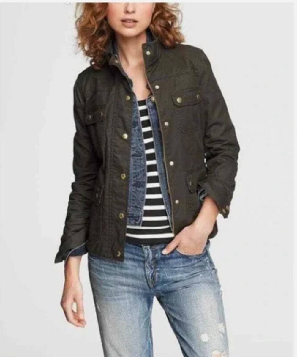 J. Crew Downtown Field Jacket Chore Coat Cotton Waxed Mossy Brown 19034 Small